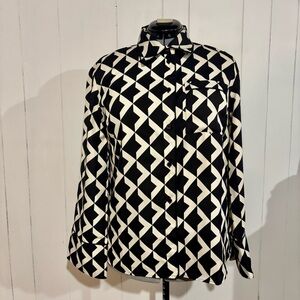 H&M Black and White Geometric Button Down Shirt